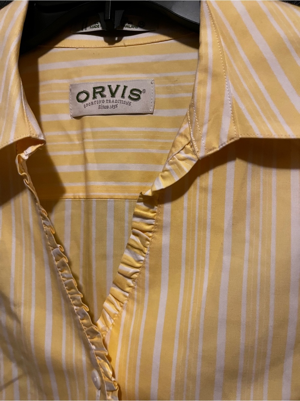 Orvis Yellow and White Striped Men’s Button-Down Shirt